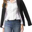 SUNNOW Women's Cinched Waist Long Sleeve Poplin Shirt Corset Seam Detail Blouse with Peplum Hem & Button Cuffs for Office (White, S)