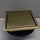 6-Inch Square Shower Drain, Brushed Gold Floor Drain with Flange, 304 Stainless Steel Bathroom 2-in-1 Tile Drain