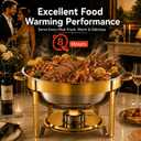 Chafing Dishes for Buffet, Cookriva 4 Pack 6QT Round Stainless Steel, Gold