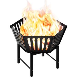 22.5 Inch Portable Hexagon Fire Pit with Travel Bag  Heightened Smokeless Design Outdoor Wood Burning Fire Pit for Camping, Backyard, Patio, Bonfire, Picnic and BBQ, Vertical Hollow Style