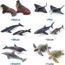 36PCS Sea Animal Toys with Shark, Whale, Octopus & Other Ocean Animal FigurinesToys for Kids, Ocean Theme Cake Toppers Party Favors Birthday Gift for Boys Girls