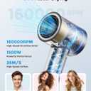 High Speed Ionic Hair Dryer, 160,000 RPM Brushless Motor Blow Dryer for Fast Drying, 500M Negative Ions for Frizz-Free Hair, Smart Heat Control, Low Noise Lightweight with Magnetic Diffuser & Nozzle