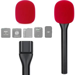 YOUSHARES Handheld Adaptor with Foam Cover, Compatible with Rode and DJI Wireless Microphones for Interviews (Red Foam)