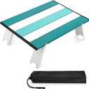 CroBlissful Beach Table Folding Camping Portable Table Striped White Aluminum Side with Carry Bag for Camping Picnics and Outdoor Activities(16x11x5 in,Mint Green)