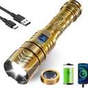 SKYFIRE LED Flashlights High Lumens with Ignition Lens,3000lm Super Bright Rechargeable Flashlight, Zoomable,Four Modes,Waterproof Tactical Flash Light for Camping Essentials,Outdoor and Home,Gift