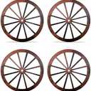 4 Pcs Wooden Wagon Wheel Wall Decor 10 Inches Old Western Wall Art Boho Farmhouse Wagon Wheels Vintage Wood Garden Wagon Wheel for Yard Decor Garden Home Bar Garage Decorative