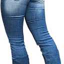 Flamingals Boot Cut Jeans for Women Trendy Stretch Jeans Butt Lifting Tummy Control Denim Pants Sea Blue, L
