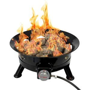 Flame King Smokeless Propane Fire Pit, 24-inch Portable Firebowl, 58K BTU with Self Igniter, Cover, & Carry Straps for RV, Camping, & Outdoor Living