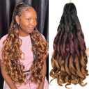 French Curl Braiding Hair 24 inch 6 Packs Loose Wave Bouncy Braiding Hair Pre Stretched 100/pack Yaki Curly Crochet Hair for Black Women Hair Extensions(24 inch(pack of 6),1b/33/30)