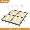MAF 2 Inch Queen Box Spring with Round Corners, Low Profile Box Spring for Queen Bed, Bunkie Board with Wood Slats Bed Slat Replacement 3500 lbs Black Heavy Duty Mattress Foundation, Easy Assembly