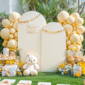 Beige Arch Cover 2 Set-7.2FT, 6FT Beige Arch Backdrop Cover Spandex Wedding Arch Stand Covers for Bridal Shower Wedding Birthday Party Baby Shower Ceremony Banquet Photo Background Decorations