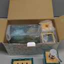 Teal Blue Beach Bathroom Accessories Set, Toothbrush Holder, Soap Dispenser, Cotton Swabs Holder, Soap Dish, Toilet Brush with Holder, Boho Bamboo Bathroom Decor,Acrylic (Teal)