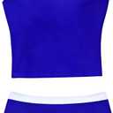 Girls Tankini Swimsuits Two Piece Bathing Suit Beach Vacation Swimwear Size 6-14 Years (Navy)