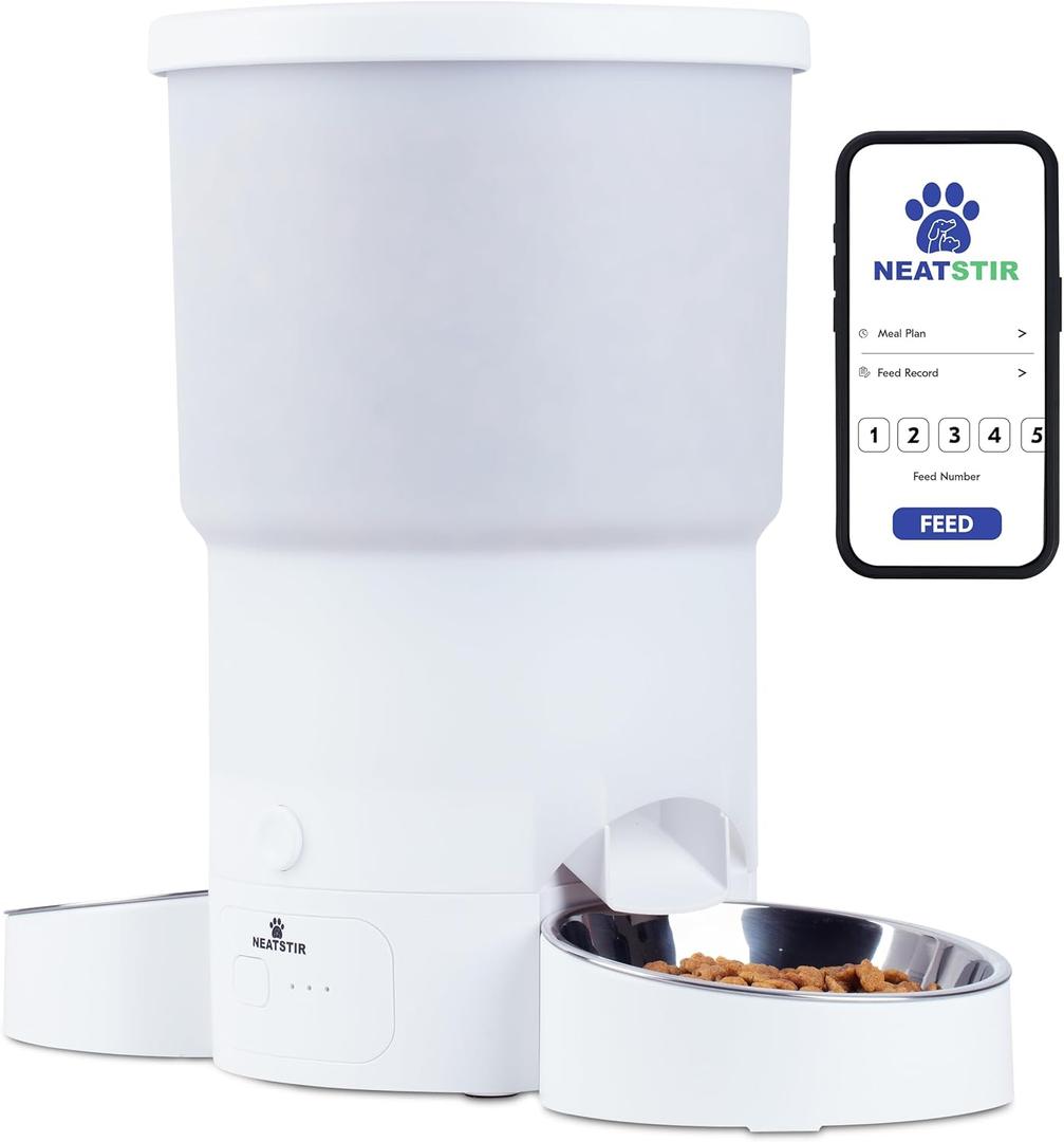 Automatic Cat Feeder for 2 Cats  Dual Food Dispenser with App Control, 5L Capacity (20 Cups), Smart Cat Food Dispenser for Multi Cats, Dual Pet Feeder with Stainless Steel Bowls and WiFi
