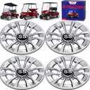 Golf Cart SS Wheel Covers, Golf Cart Hub Caps for Club Car EZGO Yamaha and Most Golf Carts, 6-Spoke Design, 8 Inch Golf Cart Wheel Hubcaps (Set of 4), Snap-on Installation, Not Fit EZGO RXV