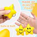 24 Pack Star Stress Keychains Bulk for Adults, Smile Face Stress Relief Keychains, Foam Fidget Squeeze Sensory Stretchy Toy Gifts Party Favors for Coworker Classroom Prize Basket Stuffers(Yellow)