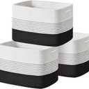 Homsort Woven Rope Basket Set - 12x10x9 Inches Decorative Storage Bins for Home, Laundry (3 Pack White & Black) Handles