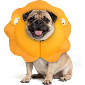 MIDOG Inflatable Dog Cone Collar, Cute Lion Mane Recovery Collar for Large Medium Dogs, Soft Blow-Up Donut Alternative After Surgery, Anti-Lick Protective Neck E-Collar (M, 12"-15")