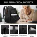 Large Travel Laptop Backpack, 17 Inch Laptop Backpack Airline Approved, Business Anti Theft Slim Sturdy Work Computer College High School Backpack Bag Fits 17.3 Inch Notebook for Men Women, Black