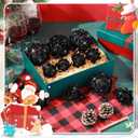 Syhood 12 Pcs Christmas Ball Ornaments Glitter Pinecone Balls Xmas Tree Decoration Hanging Pinecone Ornaments Rustic Pine Cones for Xmas Winter Party Holiday Wedding Home Decorations(Black)