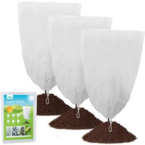 YDSL 3 Pack Plant Covers Freeze Protection, 48"72" 1.77oz/yd Plant Frost Covers for Outdoor Plants Shrub Potted Plants Use, Winter Cloth Plant Tree Cover with Drawstring for Cold Weather
