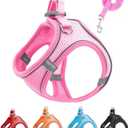 M Pink Soft Mesh Dog Harness and Leash Set,No Escape Puppy Harnesses for Training Walking Reflective Adjustable Puppy Vest for Small Medium Dogs, Cats (Pink, M)