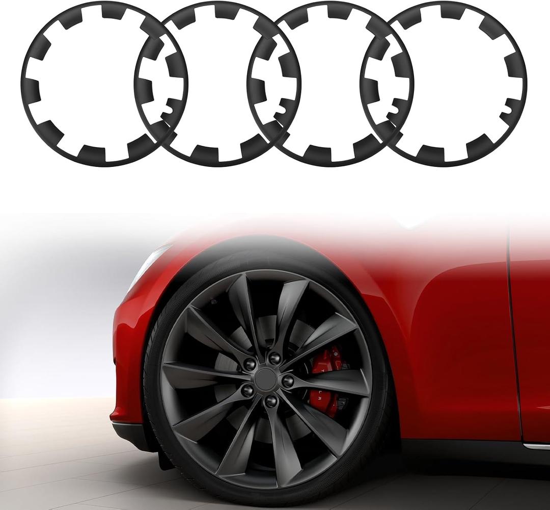 4 Pcs Pack 20'' Wheel Rim Protector for Tesla Model Y, ABS Rim Guard Hubcap Cover Car Protection Tire Trim Rings, Matte Black