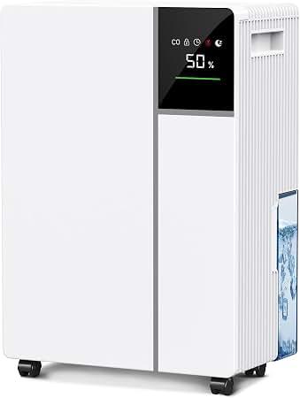 2500 Sq.Ft Dehumidifier for Basement with Drain Hose, Max 34 Pints Dehumidifiers for Home, Bedroom, Bathroom, Basement, Smart Humidity Presets, Three Modes, 24HR Timer, Quiet Operation