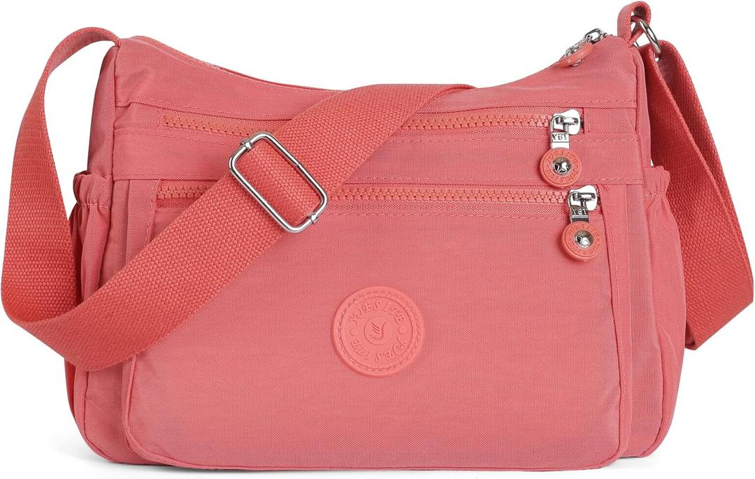 Crossbody Bags for Women Waterproof Tote Bag Casual Nylon Purse Handbag RFID Lightweight Messenger Bag (Organge)