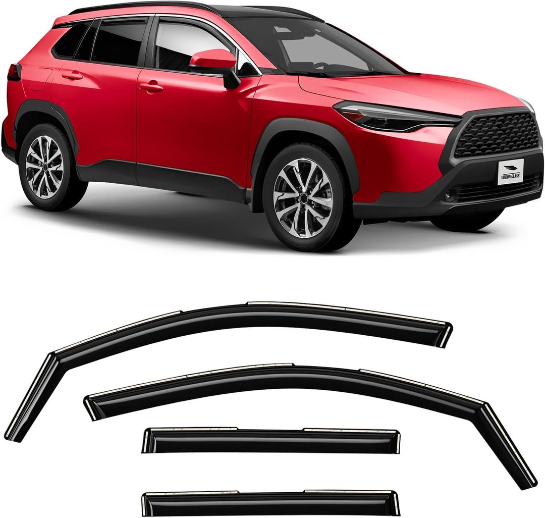 in-Channel Extra Durable Rain Guards for Toyota Corolla Cross 2022-2025, Window Deflectors, Vent Window Visors, 4 Pieces - 200489 (For Corolla Cross 22-25)