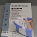 Collapsible Baby Bathtub with Soft Cushion and Thermometer, Newborn to Toddler Tub 0-36 Months with Toy Storage Mesh Bag, Portable Travel Bath for Infants (Grey)