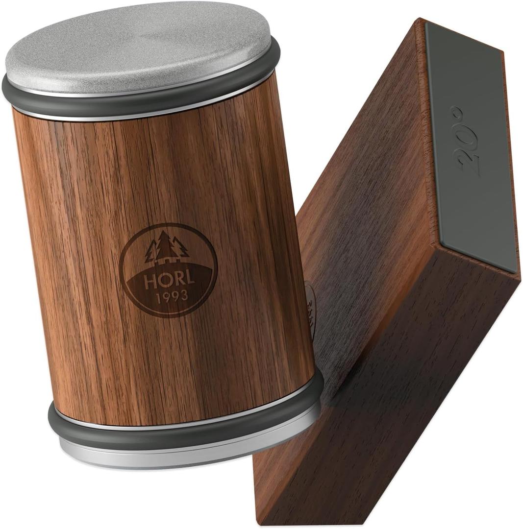 HORL 2 Walnut Rolling Knife Sharpener - Kitchen Knife Sharpener for Razor Sharp Edges Made in Germany - Easy Knife Sharpening Kit - Roller with Magnetic Holder with 15 & 20 Degrees (Walnut)
