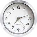 HILLHOME Mini Clock Insert 1.8 Inch (45 mm) Round Quartz Movement Miniature Clock White Dial Silver Tone Bezel Arabic Numerals Fit 1.6 Inch (40 mm) Diameter Hole