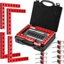 Corner Clamp for Woodworking, 90 Degree Clamp with Box, Right Angle Clamp Woodworking Tools, 4 Pack 5.5" x 5.5"Aluminum Alloy Positioning Clamping Squares for Picture Frames Cabinets