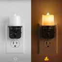 Briignite Flameless Candle Night Lights, Amber Plug-in 2 Pack, LED Candle with Light Sensor, 0-100LM Dimmable, Kids Hallway Bathroom Nightlight