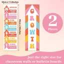 2 x Hippie Groovy Growth Mindset Classroom Decorations Growth Mindset Banner Posters Motivational Bulletin Board Decor for Back to School Wall Door Decors Preschool Elementary Middle High School Supplies