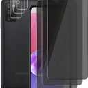 (3+3) Privacy Screen Protector For Samsung Galaxy A03s (3 Pack) Anti Spy Private Tempered Glass with Camera Lens Protector, Anti Scratch