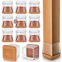 Chair Leg Floor Protectors Chair Leg Protectors for Hardwood Floors Silicone Caps Felt Strengthen Bottom Protection Anti-Scratch Reduce Noise 32 Pack Clear Square XL Fit:1-1/2" to 1-3/4" (38-44mm)
