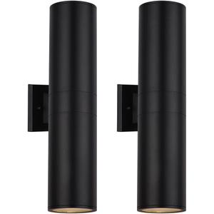 Cerdeco 18" Black Cylinder Outdoor Light Fixture,Up and Down Lights Outdoor