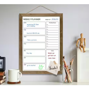 Dry Erase White Board Weekly Calendar Board, Magnetic Whiteboard for Wall,17.7“x23.6 Solid Wood Pink Framed Message Board, Planner Board for Office, Home, School（Weekly-BB-PK-4560） 