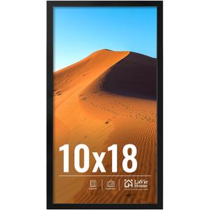 LaVie Home 10x18 Picture Frame for Wall Display, 10x18 Black Picture Frame with HD Plexiglas, 10 x 18 Poster Frame 1 Pack, Display Frame for Vertical or Horizontal, Classic Collection