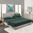 Clara Clark Flex Top King Sheets - Hotel Luxury 6 Piece Bed Sheets for Top Split King Bed - Soft Bedding Sheets & Pillowcases, Head Split King Size, Forest Green