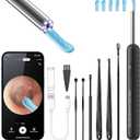 AIFINI Ear Wax Removal, Ear Cleaner with Camera and Light, FSA - HSA Eligible, Ear Wax Removal Tool Camera with 1080P, Ear Cleaning Kit with 6 Spoons, Otoscope for iOS & Android (Black)