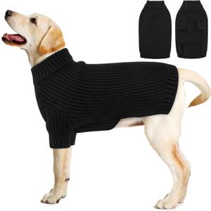 Queenmore XL Dog Sweater,Dog Sweaters for Large Dogs,Dogs Christmas Sweater,Thick Knit Turtleneck Pullover,Extremely Soft & Warm Pet Winter Clothes for Girl Boy Male Female (Black)