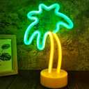 LED Palm Tree Neon Sign Battery/USB Powered Coconut Tree Light with Stand, Palm Tree Lights Tabletop Lamp for Bedroom, Tropical Hawaiian Tiki Bar Decor, Perfect for Luau Parties & Birthday Gifts