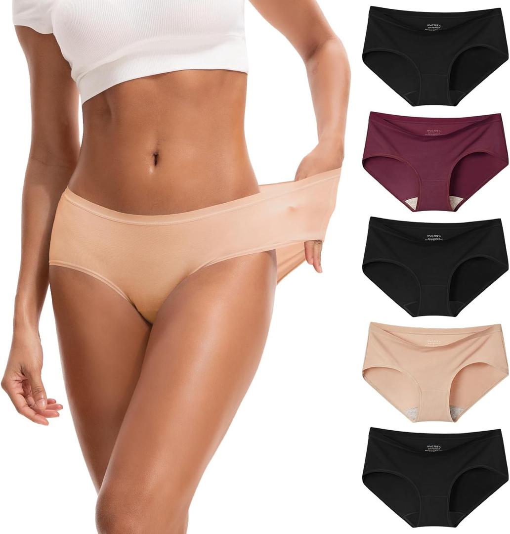 INNERSY Women's Soft & Thin No Show Modal Underwear Quick Dry Panties for Summer 5-Pack (Large, Afterglow)