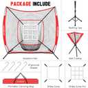 VAVOSPORT 7x7' Baseball Net Set - Portable Softball & Baseball Net, Batting Tee, Ball Caddy, Strike Zone, Training Equipment for Youth Practice