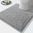 Yimobra Toilet Rugs U-Shaped 24x20, Extra Soft and Absorbent Microfiber Bathroom Rugs, Non-Slip Plush Shaggy Toilet Bath Mat, Machine Wash Dry, Contour Bath Rugs for Toilet Base, Grey