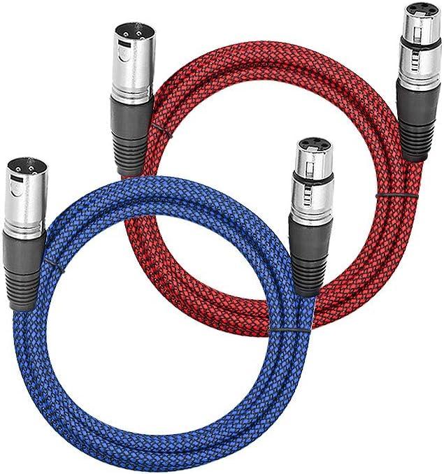 Premium XLR Male to Female 3 Pin Plug Nylon Braided Shielded Professional Mic Audio Balanced Cable for Recording Applications,Mixers,Speaker Systems (2m/6ft)