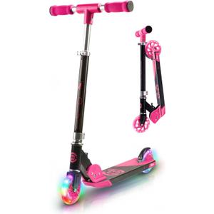Scooter for Kids Ages 6-12 - CORE Foldy Kids Scooter, Kick Scooter, 2 Wheel Light-Up LED, Easy Folding Scooter, 3 Adjustable Height Handlebar, Pro Deck, Boys Scooter & Girls Scooter